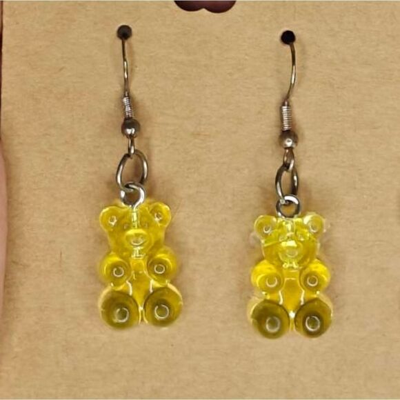 Yellow Kawaii Gummy Bear Earrings - Picture 1 of 2